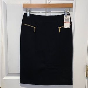 Michael Kors Black Pencil Skirt with Gold Zippers